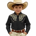 thumbnail image 3 of WhouRiu T Shirt for Toddler Boys' Graphic Lapel Button Long Sleeve Shirt Kids Fashion Sports Durable Tshirts Clothes Black,Size 4-5 Years, 3 of 3