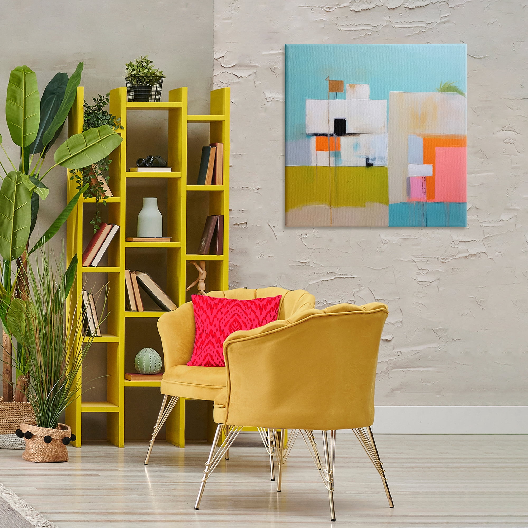 Stupell Industries Tropical Villa House Abstract Painting Gallery Wrapped Canvas Art Print Wall Art, 30 x 30
