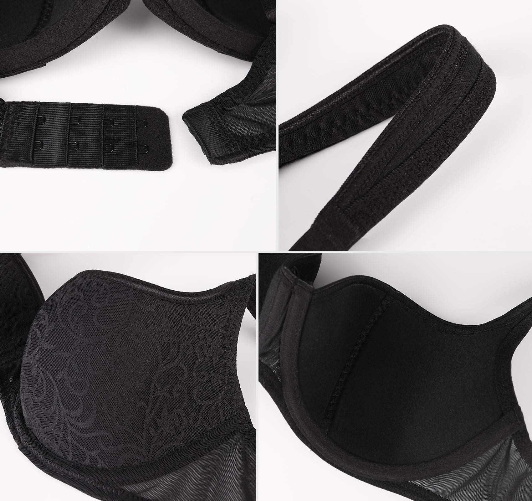 Exerin Women's Balconette Bra Demi Half Cup Underwire Lightly Padded(34C,Black)