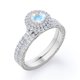 thumbnail image 3 of JeenMata Anillo de Estilo Eduardiano Piedra Lunar Azul Redonda de 1,75 Quilates y Moissanita: Juego de Anillos de Boda con Halo Doble Pavé: Baño de Oro Blanco de 18 K sobre Plata, 3 of 5