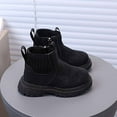 thumbnail image 6 of Autumn Leather Combat Pull On Boots （Toddler/Little Kids） Children Winter Ankle Boots,Color:Black,Size:4-4.5 Years, 6 of 7