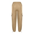 thumbnail image 5 of ZHANGDER Girls Cargo Pants Elastic Waist Drawstring Y2K Trousers with Pockets Wide Leg Jogger Pants, Khaki 12-13 Years, 5 of 7