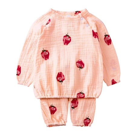 

Infant Baby Boys and Girls Christmas Long Sleeve Sleepwear Outfits Cute Cartoon Print Round Neck Pajamas Children s Casual Loose Home Wear