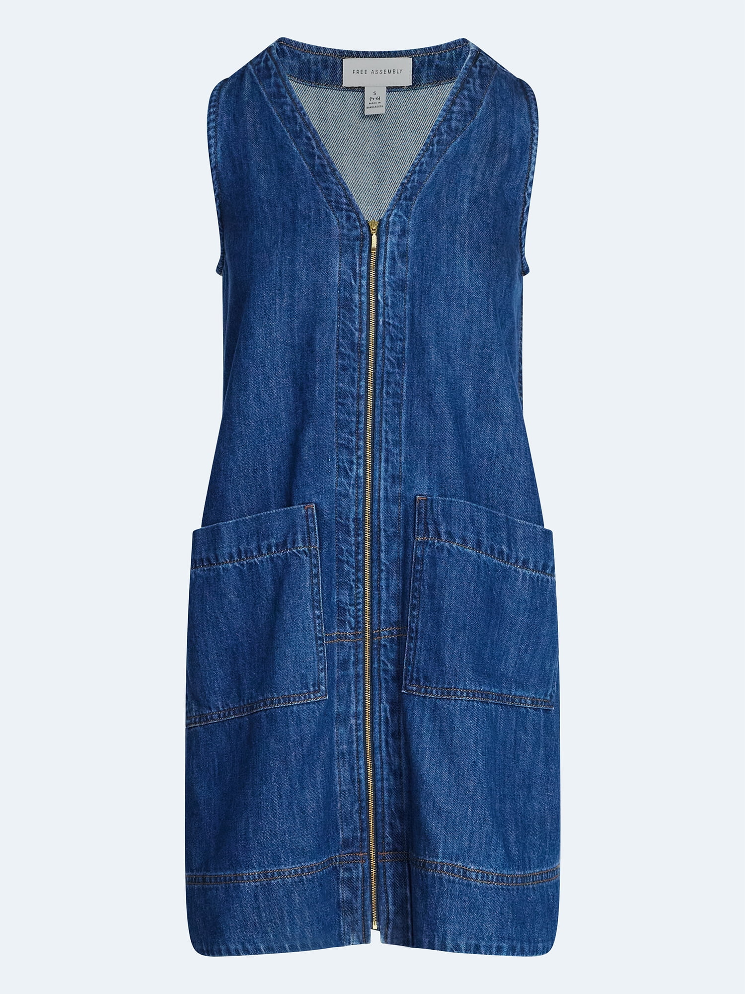 Free Assembly Women's and Women's Plus Sleeveless Denim A Line Mini Dress, Sizes XS-4X