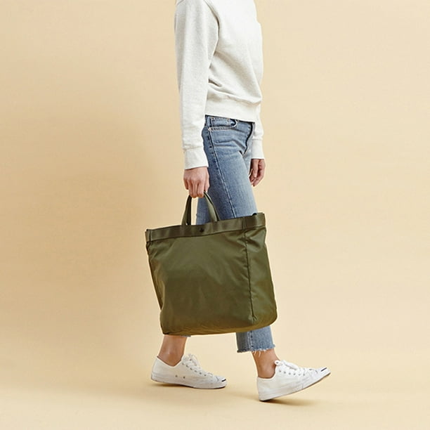 Bolso grande de nailon para mujer | Bolso bandolera impermeable de 35 l para el trabajo, la escuela, el gimnasio y viajes | Con cierre, ligero y con bolsa de malla | Negro, verde militar, azul marino