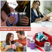 12oz Insulated Coffee Mug with Handle Stainless Steel Insulated Coffee Mug Double Wall Vacuum Travel Mug Tumbler Cup with Sliding Lid Travel Coffee Cup Thermal Cup