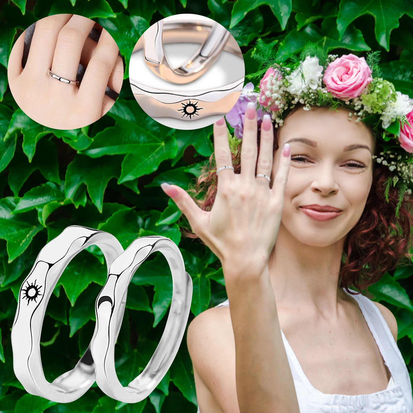 Kiplyki Wholesale Sun Moon Star Couple Rings Men And Women Couple Rings