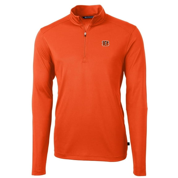 Men's Cutter & Buck Orange Cincinnati Bengals Virtue Eco Pique Recycled Quarter-Zip Pullover Jacket