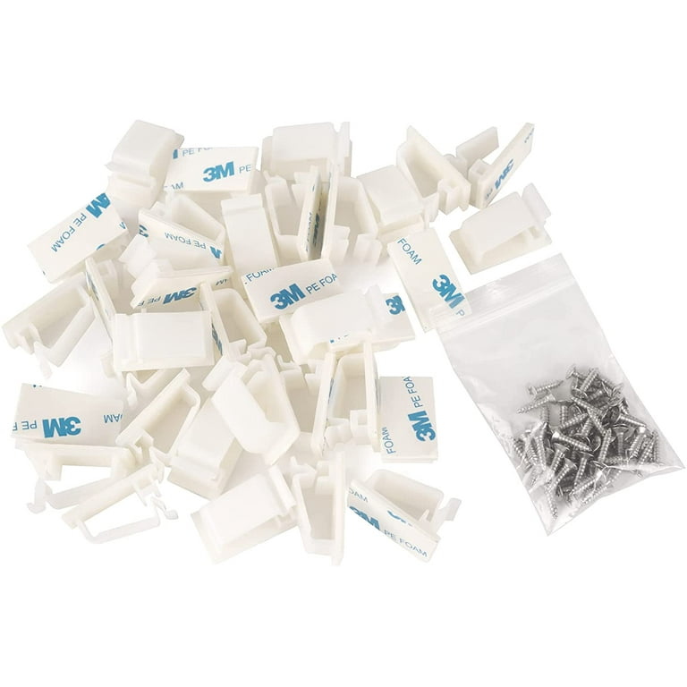 Cable Clips White with Adhesive, Multipurpose Small Wire Clamps for Cable  Management and Cable Runs - 50 Pack Black Bundled with 10 Reusable Cable  Ties, Screws Included for Permanent Mounting 