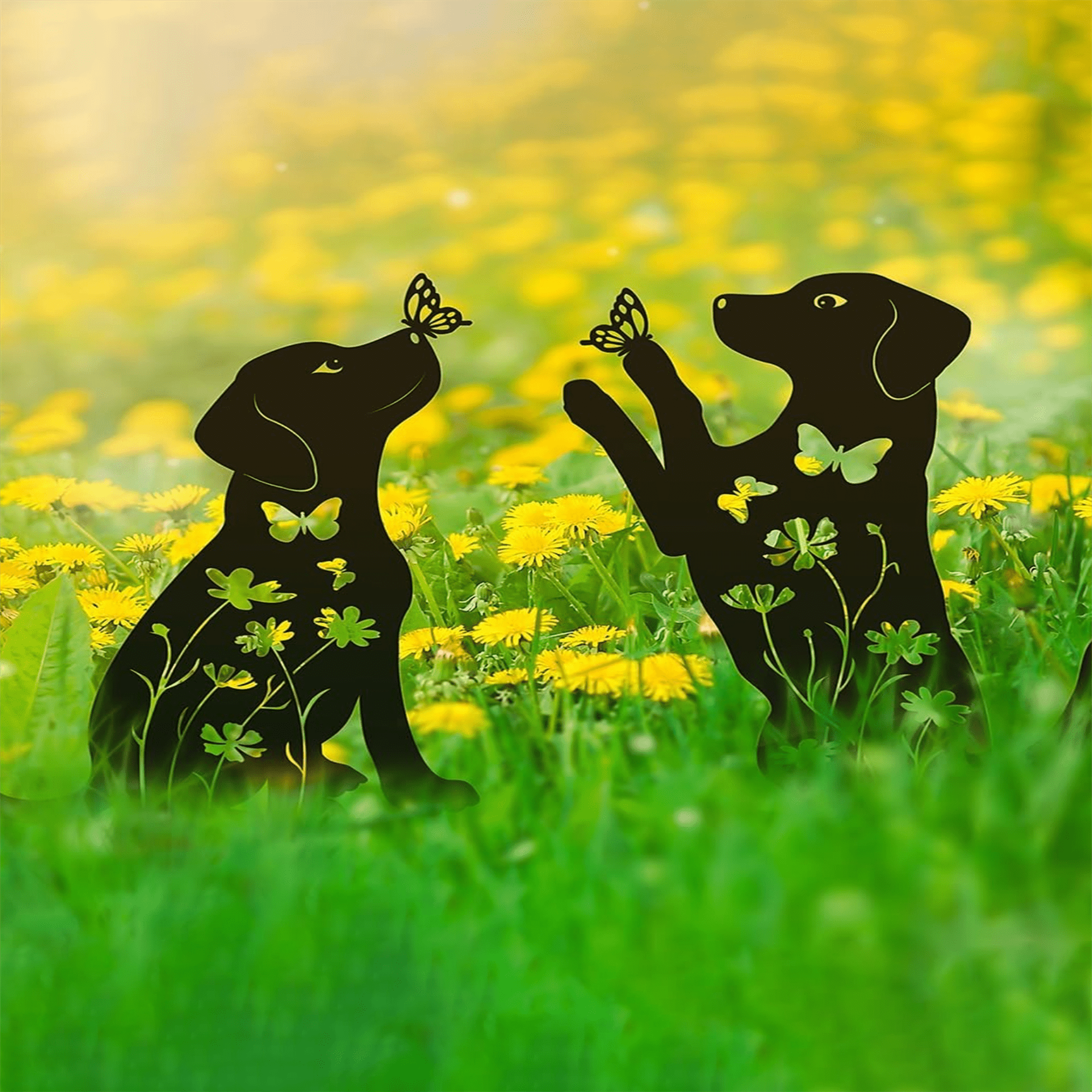 2 Pcs Dog Metal Decorative Garden Stakes Labrador Dog Gifts for Women/Men, Animal Silhouette Statues for Yard Art, Outside, Patio, Outdoor Decor, Garden Decorations, Lawn Ornaments