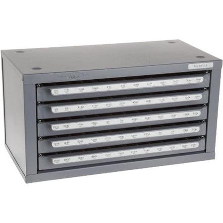 Huot 13166 Five-Drawer 1/2" Reduced Shank Drill Bit Dispenser Cabinet for Sizes 33/64" to 63/64" in 1/64" Increments