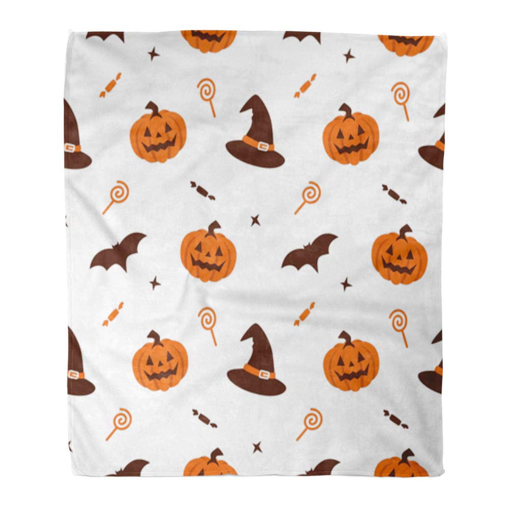 Bat with Halloween Pumpkin for Your Design Flannel Blanket Super Soft Lightweight Fluffy Throw Microfiber Bedspreads for Bed Couch Sofa