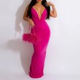 thumbnail image 4 of Vedolay Summer Dresses Women's Ribbed Tank Dress Slim Fit Sleeveless Mini Dresses,Hot Pink S, 4 of 5