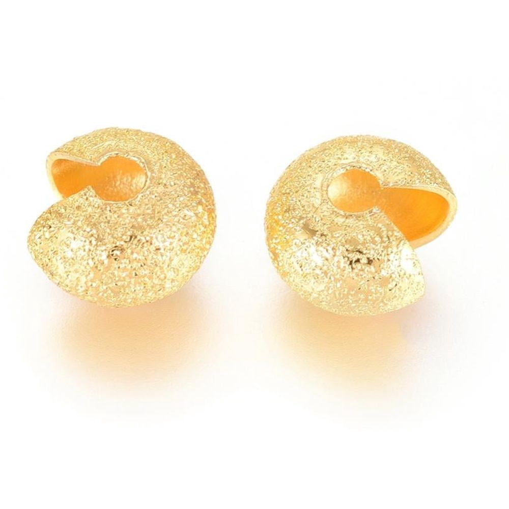 2000pcs Brass Crimp Beads Covers Nickel Free Golden 4mm In Diameter Hole: 2mm