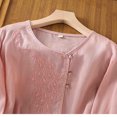 thumbnail image 5 of WCMZJ Long Sleeve Cotton Linen Shirts for Women Dressy Casual Side Button Down Embroidered Tops Loose Comfy Fall Blouses Pink L, 5 of 9
