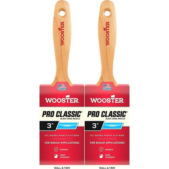 Wooster Genuine 3" Pro Classic Black China Bristle Flat Paintbrush 2-Pack # Z1104-3-2PK