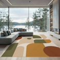 thumbnail image 2 of ODIKA 6'x9' Washable Area Rug Earthy Tones Abstract Geometric Design Modern Artistic Interpretation with Bold Geometry for Queen Size Bedroom, Under Bed, Master Suite, Easy Care, Non-Shedding, 2 of 7