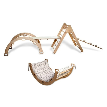 Kidodido Montessori Climbing Set | Triangle & Arch & Two Ramp & Cushion Full Set | Climbing Jungle Set | Triangle & Arch Set with Two Ramp & Cosy Pillow | Indoor Playground (Origami)