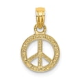 thumbnail image 1 of FB Jewels 14K Yellow Gold Mini Peace Sign Flat and Textured Pendant, 1 of 4