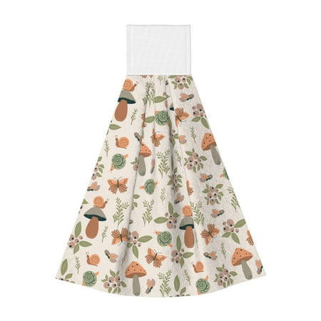 

Lukts Forest Mushrooms Insects for Coral Fleece Velcro Towel Suitable for Bathroom Kitchen Hanging Absorbent Towel Household Items