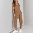 thumbnail image 3 of Short Sleeve Jumpsuit for Women 2025 Solid Color V-neck Straight Leg Rompers with Pocket Loose Summer Ladies Overalls, 3 of 8