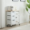 thumbnail image 3 of Ktaxon Wood Kitchen Trolley Cart Rolling Kitchen Island Cart Bar Cabinet Table with Drawers and Shelf White, 3 of 10