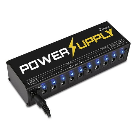 Donner DP-1 Guitar Pedal Power Supply 10 Isolated DC Output for 9V/12V/18V Effect (Best Pedal Power Supply)