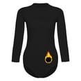 thumbnail image 3 of Haitryli Women's Long Sleeve Fleece-lined Leotard Figure Skating Acrobatics Competition Stage Performance Outfit Black Mock Neck 160, 3 of 7