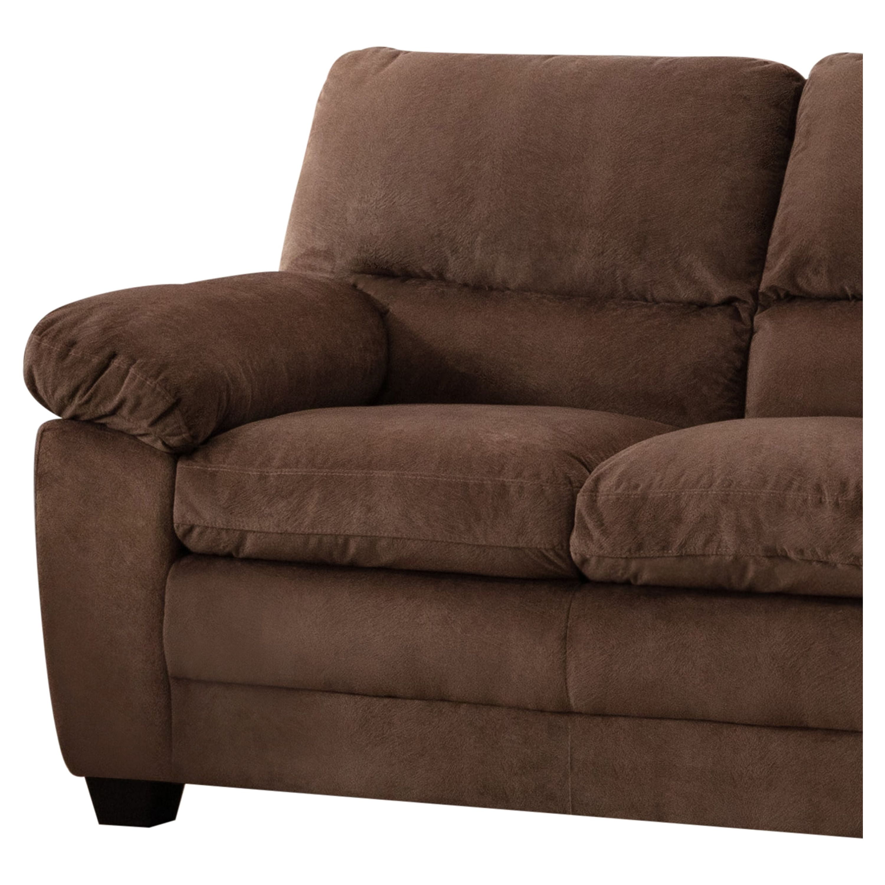 Contemporary Plush Velvet-Like Upholstered Living Room Loveseat, Brown