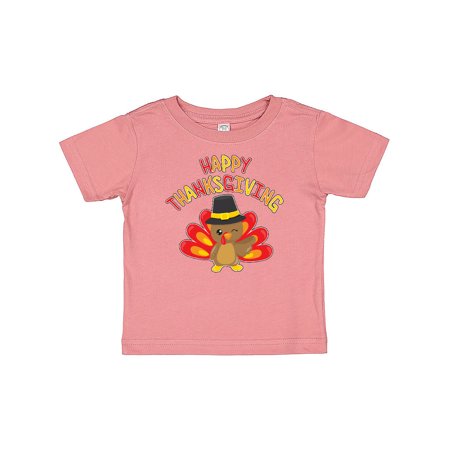 

Inktastic Happy Thanksgiving- cute turkey in pilgrim hat Gift Baby Boy or Baby Girl T-Shirt