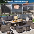 thumbnail image 5 of MEISSALIVVE 7 Pieces Patio Furniture Set with Dining Table, Outdoor Wicker Conversation Set with Wicker Armrest Chairs, 2 Ottomans, Gray, 5 of 11