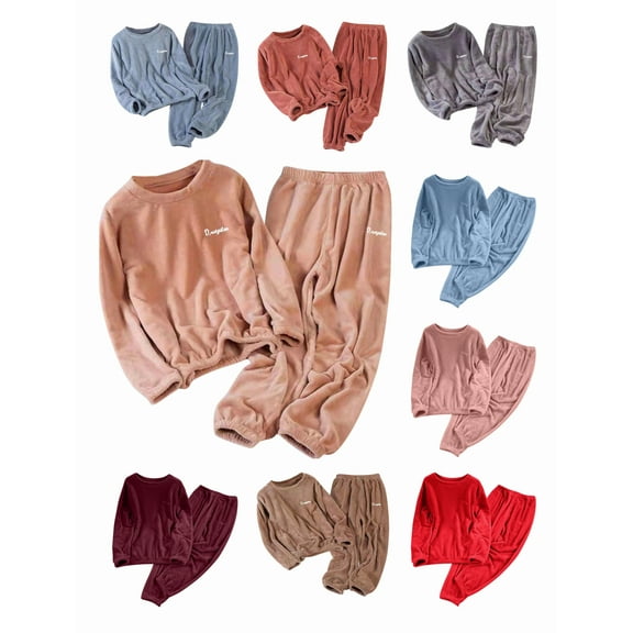 LIBRCLO Pajama Sets for Women, Thermal Fleece Pullover Tops and Pants, Winter Warm Pajamas Home Loungewear