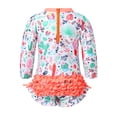 thumbnail image 4 of TiaoBug Toddler Infant Girls Floral Printed Zipper Back Ruffles Monikini Swimsuit Romper Bathing Suit Sunsuit, 4 of 7