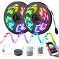 thumbnail image 1 of LED Light Strip 65.6ft(20M) WiFi Wireless Smart Phone Controlled Led Strip Light with DC24V Power Supply 600leds RGB 5050 LED Strip Lights with Remote Compatible with Alexa Echo, 1 of 7