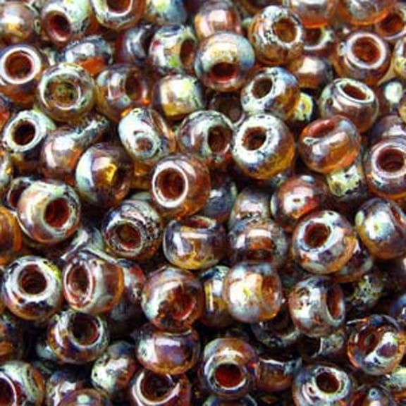 Picasso Smokey Topaz Transparent 22 Grams Miyuki 8/0, Loose Seed Beads, 22 Gram