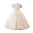 thumbnail image 5 of Girls Formal Tulle Princess Dress, Elegant Puffy Net Dress for Flower Girl Junior Bridesmaid, Wedding Birthday Party Special Occasion Gown Age 3Y-14Y Beige 110, 5 of 9