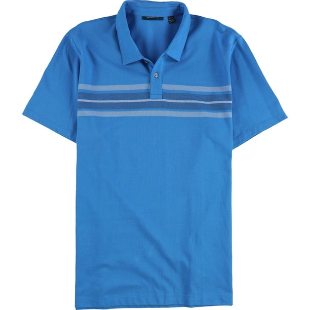 Perry Ellis Mens Chest Stripe Polo Shirt, blue, 2XL