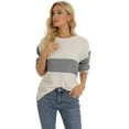thumbnail image 4 of Womens Round Neck Long Sleeve Colorblock Casual Knit Pullover Sweater Fall Winter S-5XL Blue, 4 of 8