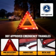 Road Triangle DOT Approved, Reflector Warning Safety Triangles Kit for Vehicles, Roadside Emergency Triangles 3 pack