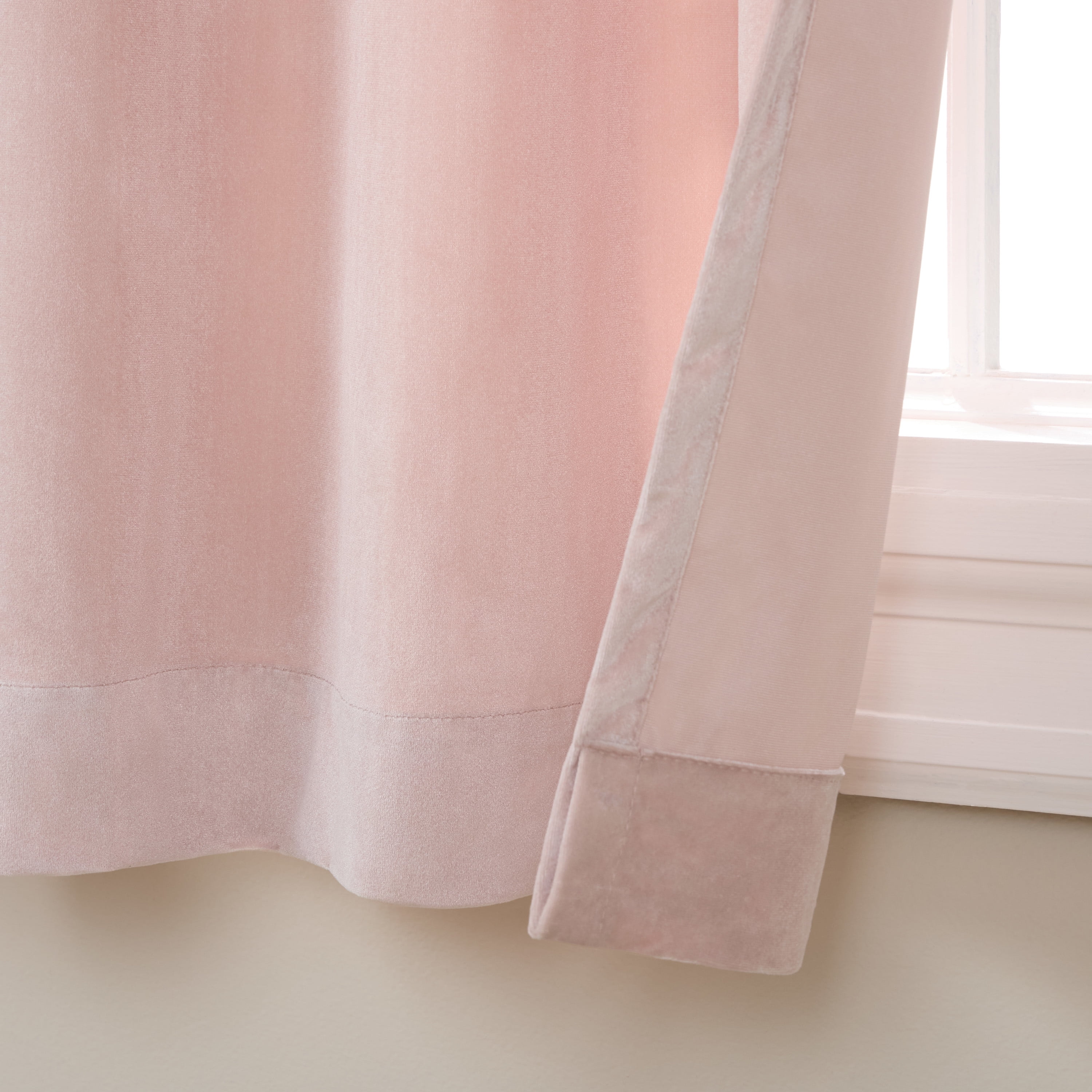 TOWN & COUNTRY LUXE Velour Solid Heavyweight Indoor Curtains, Light Filtering Opacity, Triple Pinch Pleat Top, Plush Velvet, 2-Pack Set, 108", Blush