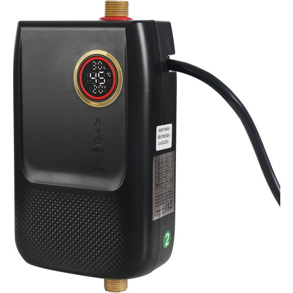 Tankless Water Heater Electric, Instant Hot Water Heater Under Sink with Remote, 3000W 110V On Demand Mini Water Heater for RV Kitchen Bathroom (Black)