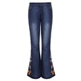 thumbnail image 4 of Pantalones vaqueros acampanados con bordado destoryed para mujer, pantalones vaqueros con botones en la cintura y campana inferior Fridja hfkajh103531, 4 of 9