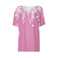 thumbnail image 4 of WREESH Women's Comfortable Henley Shirts Fashion Short Sleeve Casual Tops with Graphic Prints, Loose V-Neck Button T-Shirt Pink, 4 of 5