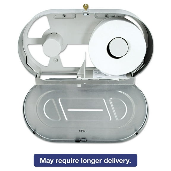 Bobrick Toilet Tissue 2 Roll Dispenser, Jumbo, 20.81 x 5.31 x 11.38, Satin-Finish Stainless Steel