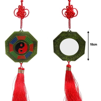 Traditional Feng Shui Bagua Mirror – 4 Inch Concave Taoist Mirror For Home & Business, Wooden Frame – Chinese Good Luck Mirror For Positive Energy