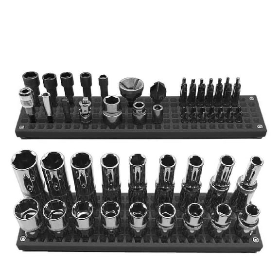 One BLACK Slim Pegboard to Organize Sockets, Wrenches, Pliers, Screwdrivers, Bits and Other Tools
