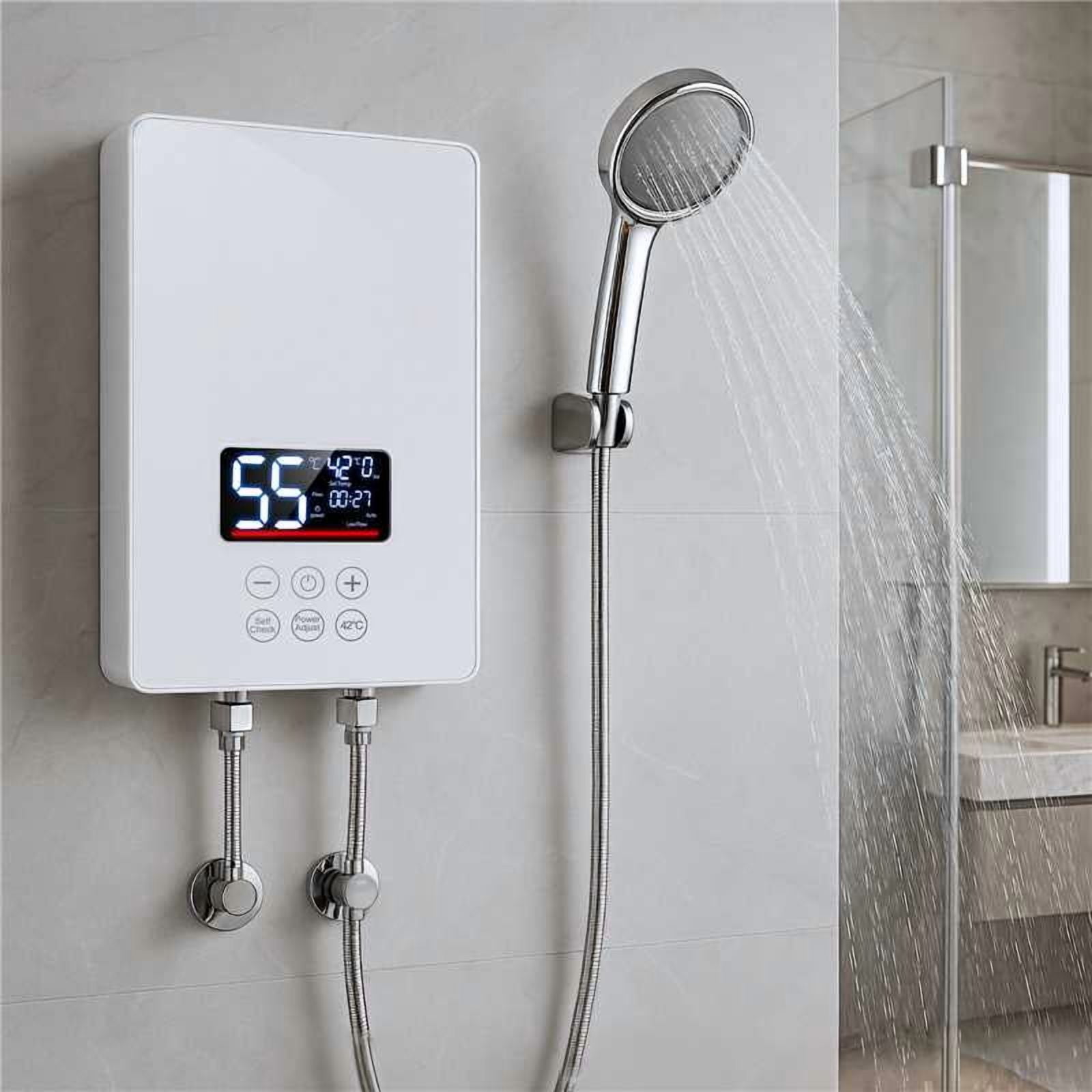Electric Tankless Water Heater, 5000W Instant Hot Water Heater with Handheld Shower Head and Hose Set, LED Touch Screen Switch and Remote control Water Heater for Bathroom Kitchen