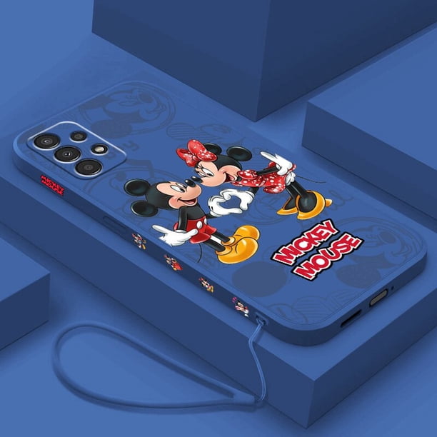 Disney-funda de Mickey Mouse para móvil, carcasa líquida de cuerda izquierda para Samsung A73, A72, A54, A53, A52, A42, A34, A33, A32, A23, A22, A14, A13, A12 Fivean unisex