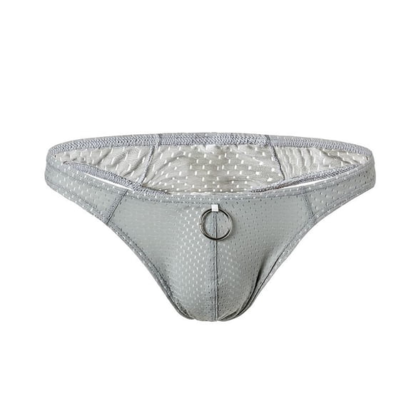 Honeeladyy Men Casual Solid Mid Waist Breathable Underwear Ring Panties Attractive Fashion Breathable Nylon Mesh Thong Cool And Comfortable