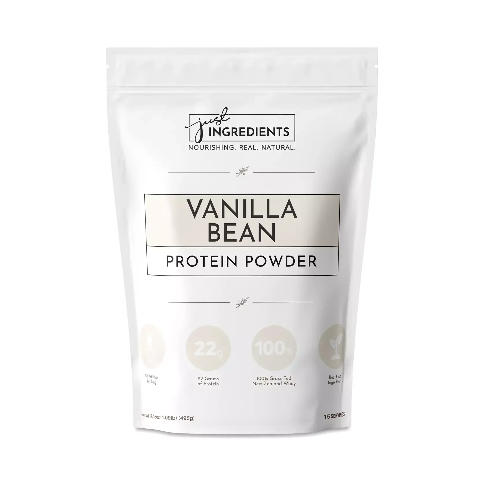 Just Ingredients Vanilla Bean Protein Powder - 1-1.45 lb - Natural Whey Protein Isolate